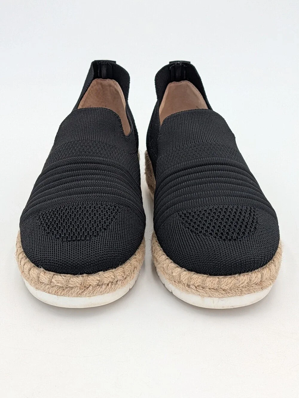 Adrienne Vittadini Sport Sz 7.5 Niko Espadrille Sneakers Black Knit Platform